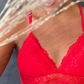 Bralette Margarita de Encaje con Copas Rojo