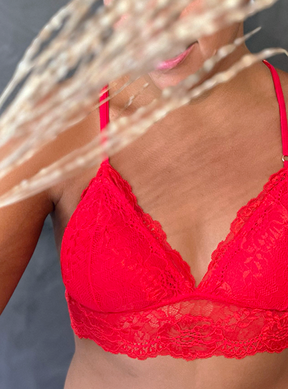 Bralette Margarita de Encaje con Copas Rojo